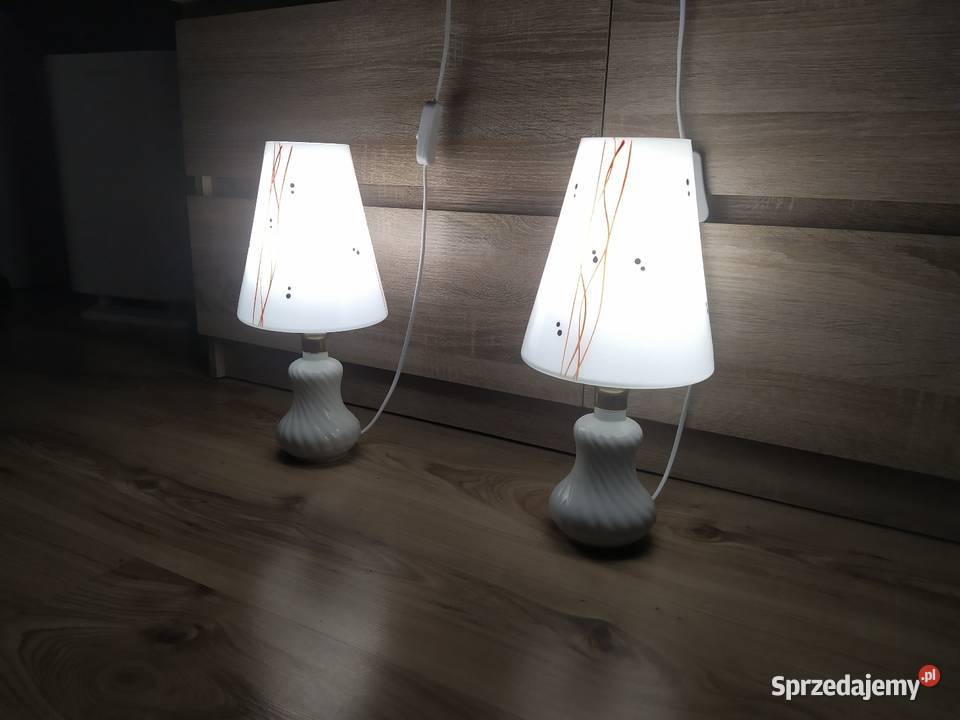 Lampka nocna para porcelana szkło Francja
