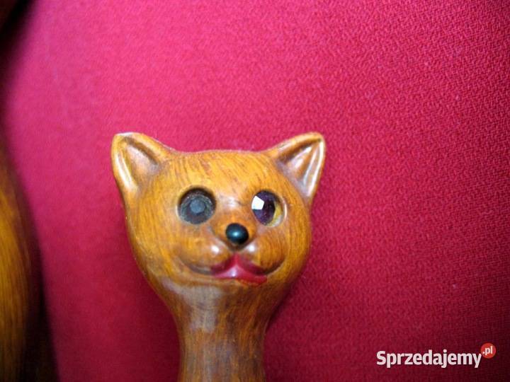 Kot 2 kotki z błyszczącymi oczkami figurki z lat Siedlce