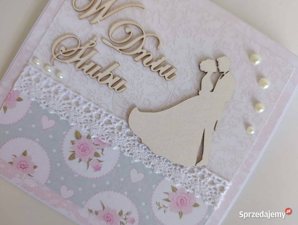 Kartka ręcznie robiona na Ślub handmade 2 Rękodzieło Łódź