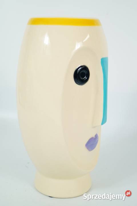 Porcelanowy wazon Vallauris 1960 twarz wielkopolskie