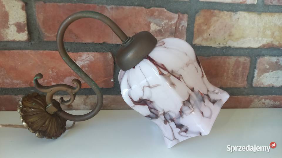 Kinkiet metalowy ścienny Art Deco ze szklanym Gawroniec sprzedam