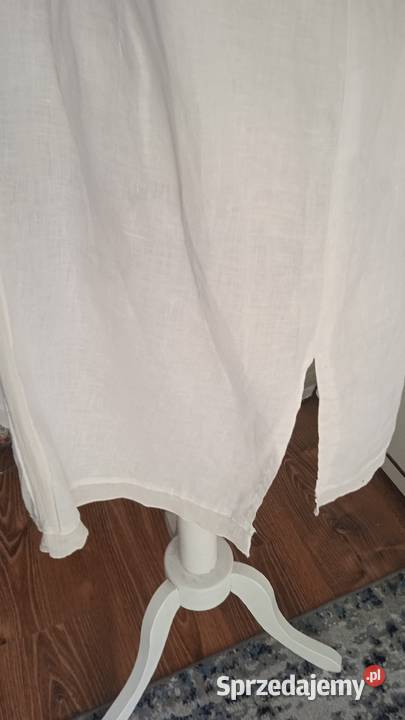 LNIANA BIAŁA ROZPINANA TUNIKA KOSZULA r 44