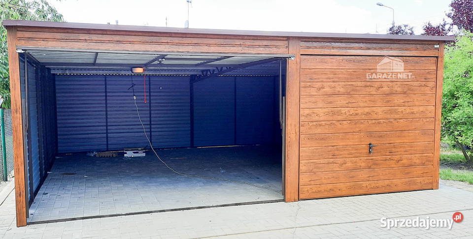 GARAŻ BLASZANY 6m x 6m SPAD TYŁ 2X BRAMA UCHYLNA