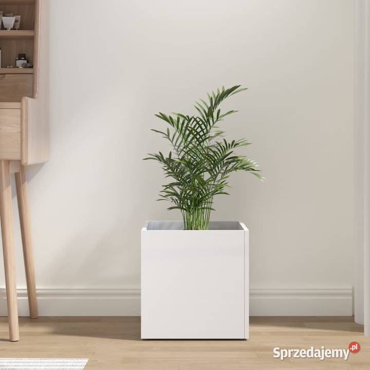 Donica biała z połyskiem 40x40x40 materiał Donice Warszawa