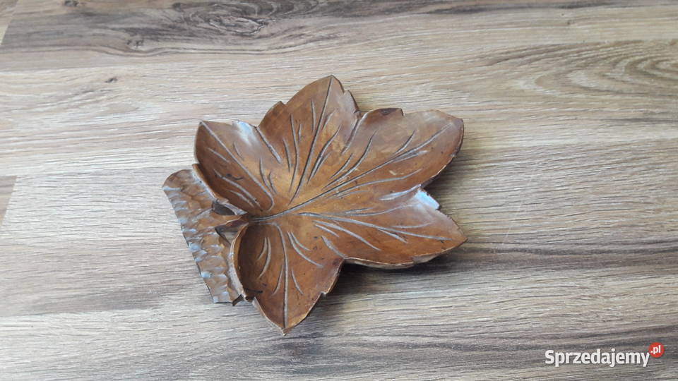 Stara drewniana patera liść rzeźba Antyki pomorskie