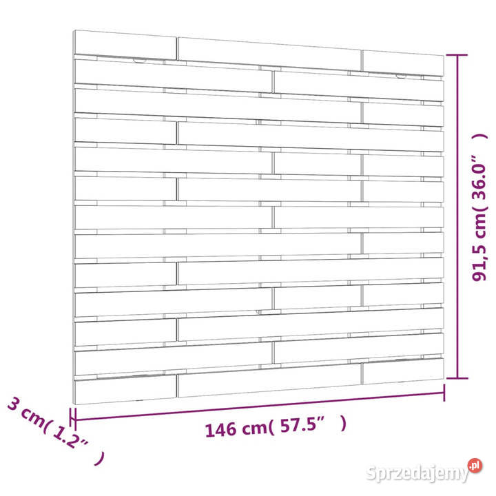 Wezgłowie łóżka 146x3x915 lite drewno sosnowe