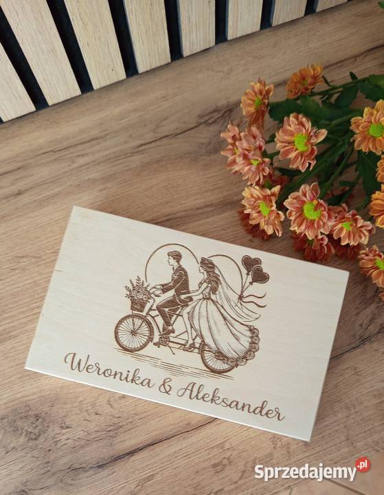 Personalizowane pudełko na pieniądze ślubne wzór