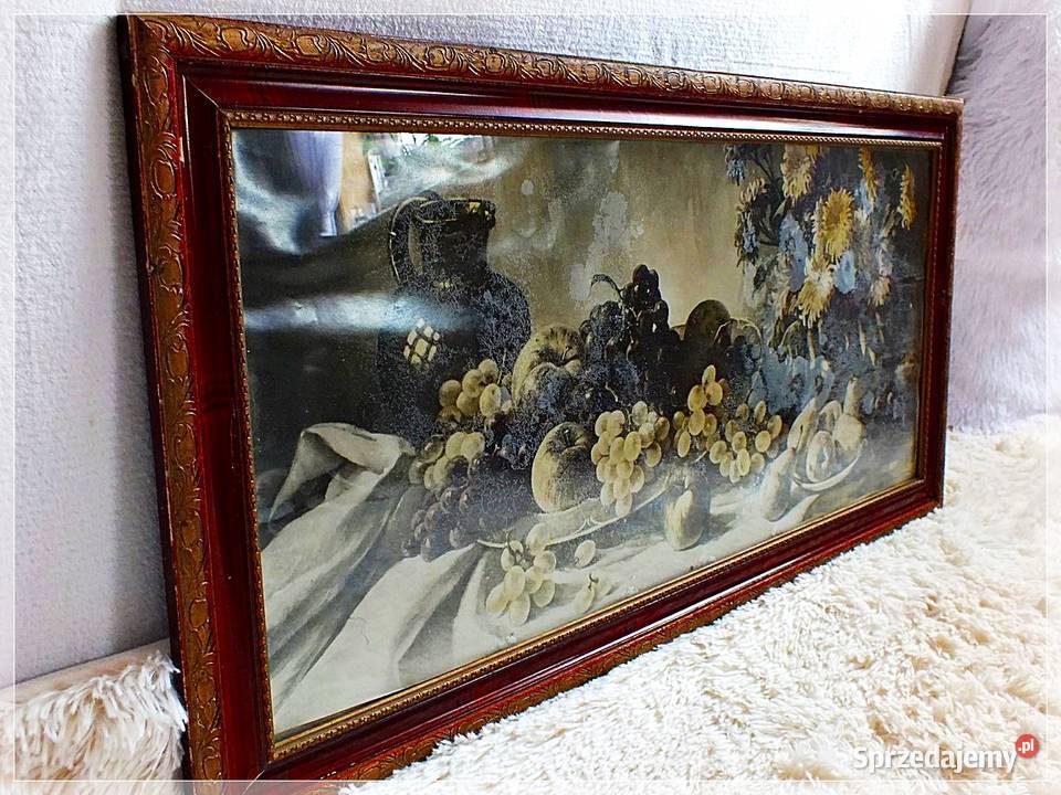 Stary podłużny obraz sygnowany Owoce 825x41 w lubuskie Żary sprzedam