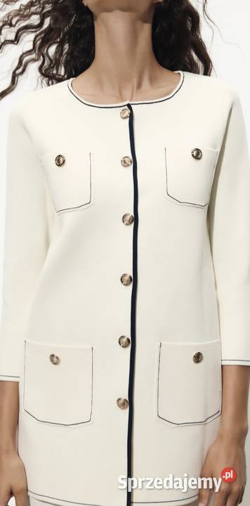 Długi kardigan zapinany marynarka żakiet Zara M kolorowy Odzież damska Warszawa