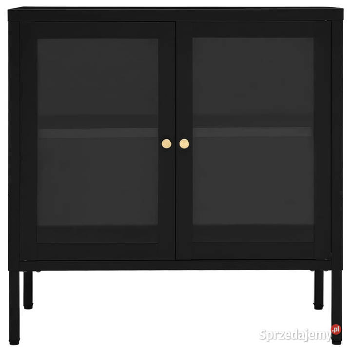 Szafka boczna czarna 70x35x70 stal i szkło Warszawa