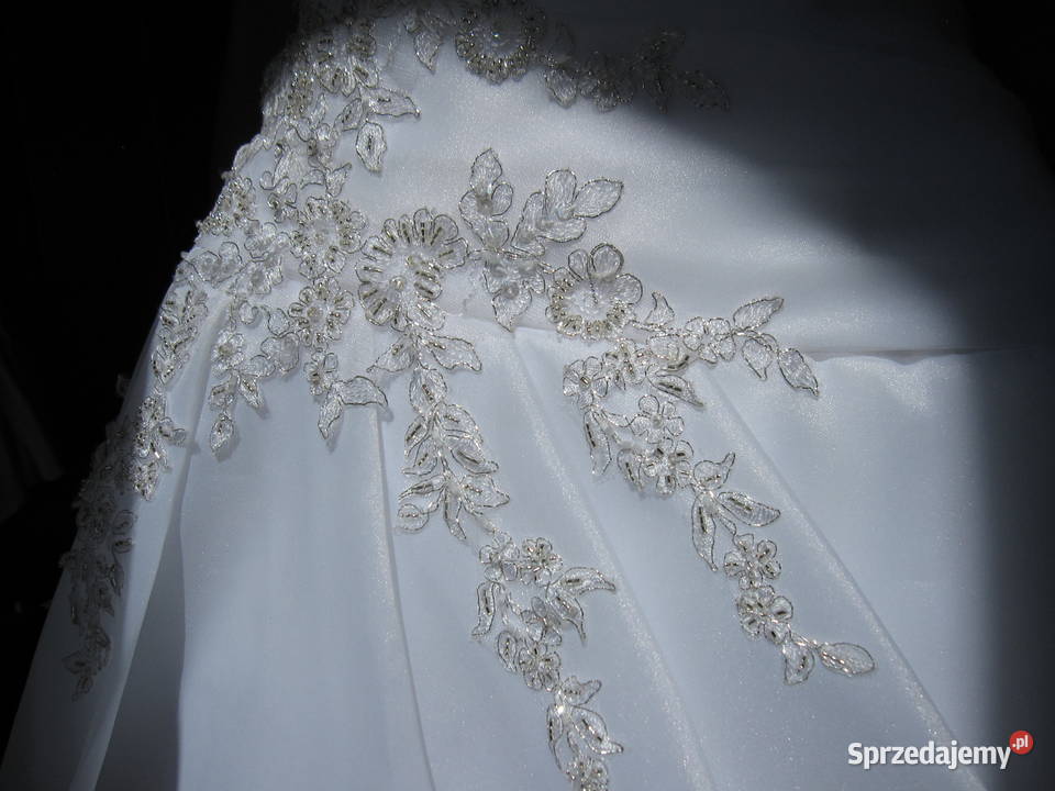 Piękna biała Suknia ślubna z trenem r3436 Kraków sprzedam