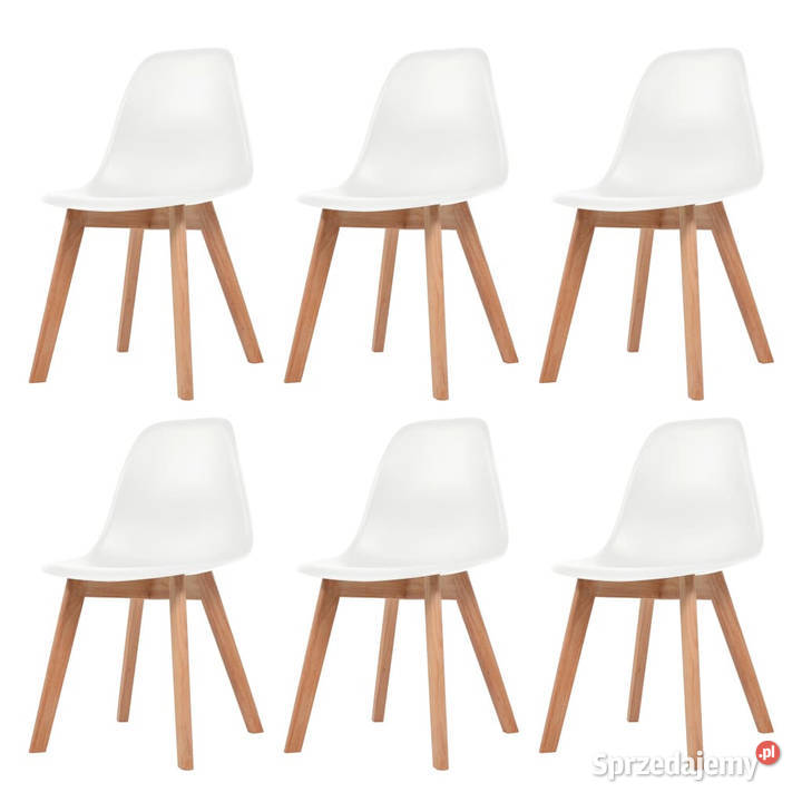 Krzesła stołowe 6 białe plastikowe WM244773 mazowieckie Warszawa