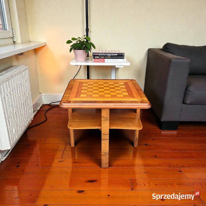 Stolik szachowy intarsjowany w stylu ArtDeco Suchorzew