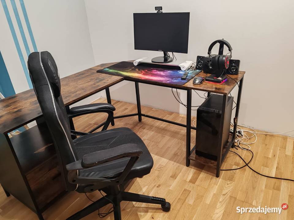 Biurko narożne na metalowych nogach z szufladą Mielec sprzedam