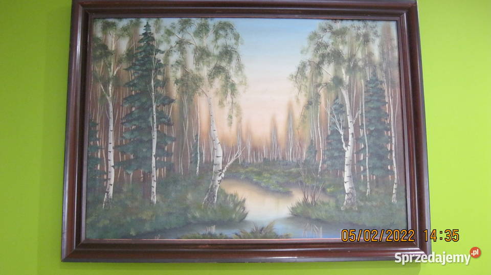 Duży obraz olejny sygnowany łódzkie Sieradz