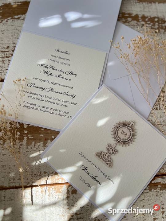 Zaproszenia na komunie dziewczynki ręcznie Gdańsk