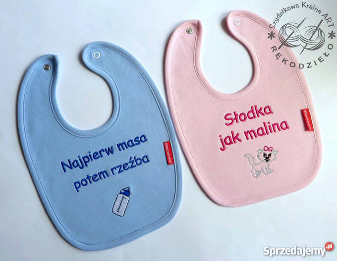 ŚLINIACZEK z imieniem haft PREZENT na ZAJĄCZKA biały Toruń