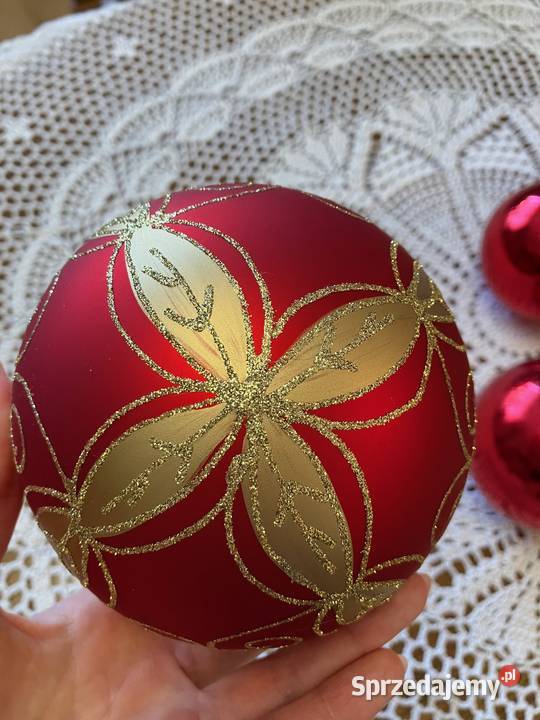 Komplet 5 sztuk szklane czerwone bombki Nisko