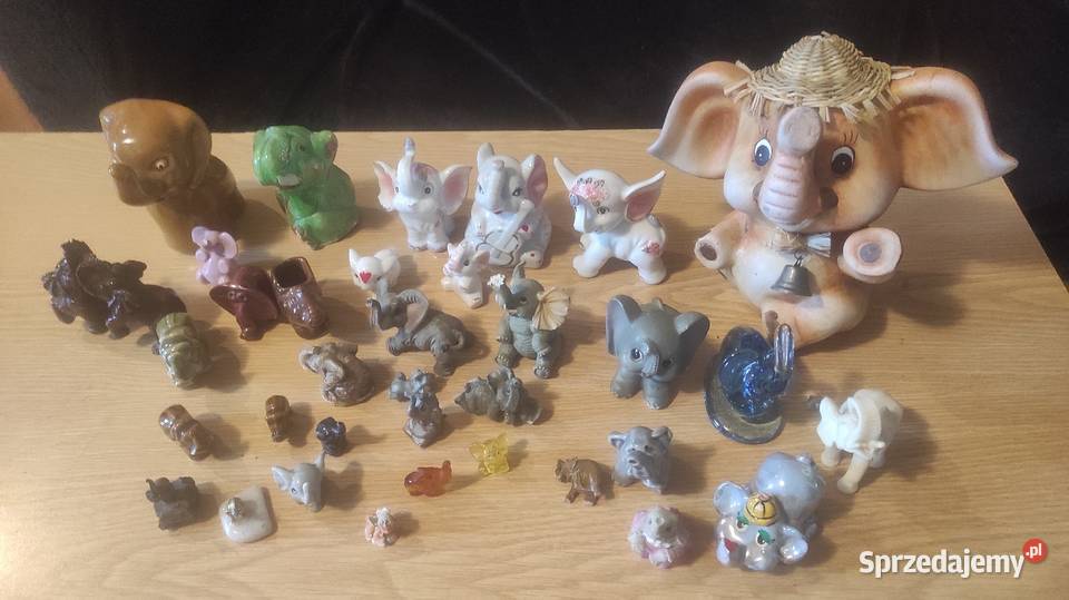 Figurki figurka słonik porcelanowe pamiątki mazowieckie Warszawa