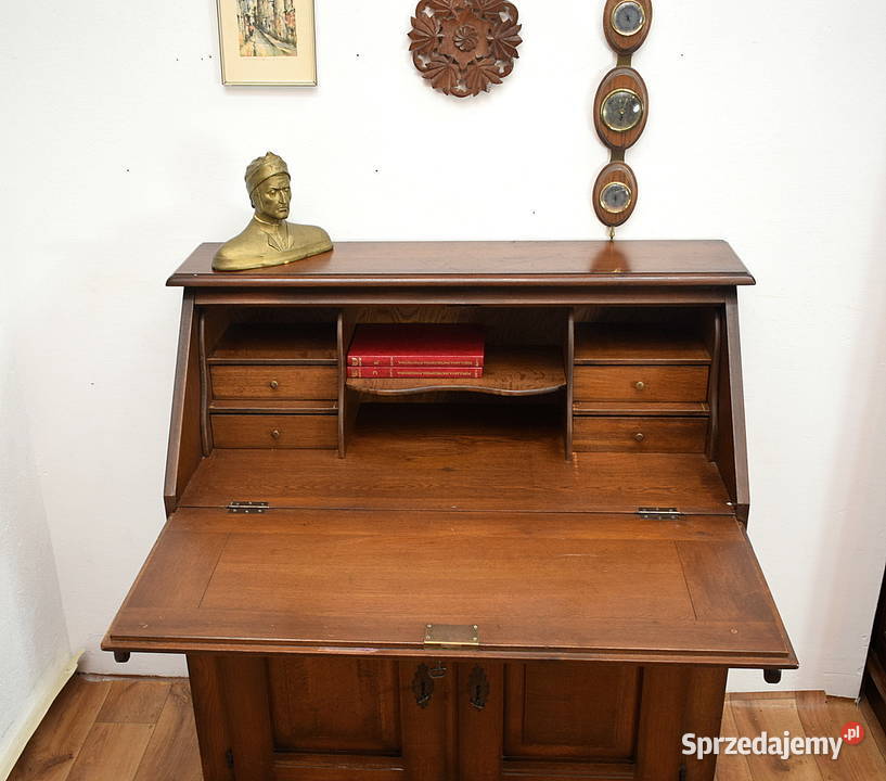 ŁADNY DĘBOWY SEKRETARZYK BIURKO SEKRETERA DĄB Świdnica