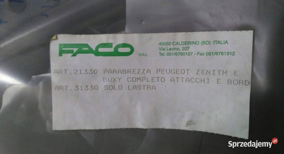 SZYBA OWIEWKA PEUGEOT ZENITH BUXY SPEEDAKE