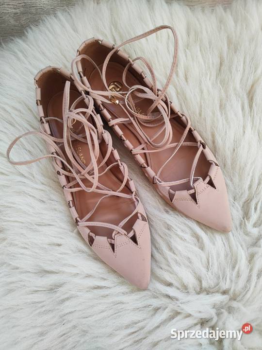 River Island Wiązane beżowe czółenka buty Jasło