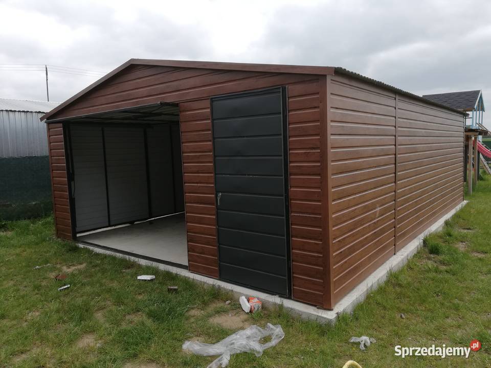 Garaż Blaszany 6x5 orzechBlaszak Garaże Wiaty Pisz