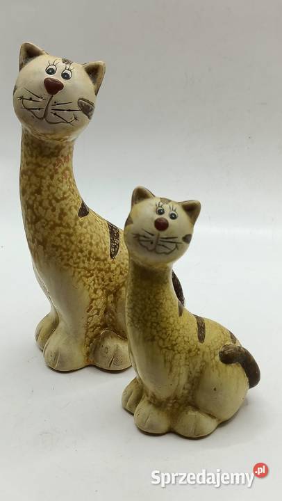 Ceramika figurki kotów mama i dziecko lubelskie Zamość