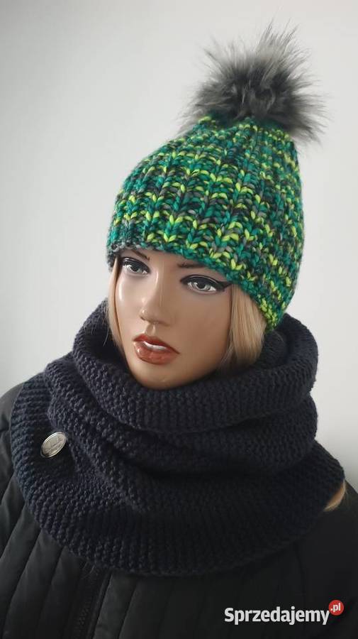 Czapka zimowa ręcznie robiona plus otulacz Ostrów Wielkopolski