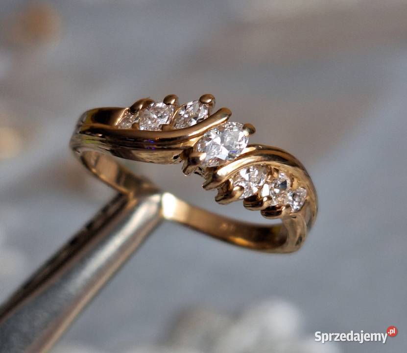 Pierścionek Damski Złoto 585 Diament szlif złoto