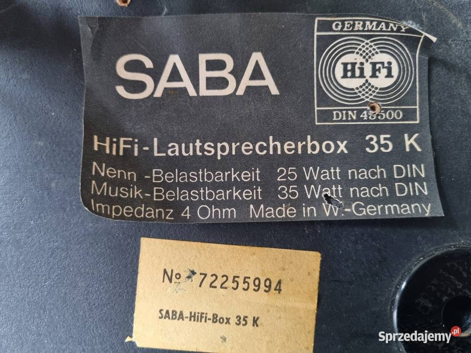 SABA HiFi Studio 8070 zestaw kolumny 35 K Pozostałe Solnica sprzedam