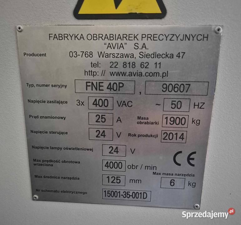 Frezarka narzędziowa AVIA FNE 40P 2014 r odczyty Warszawa sprzedam