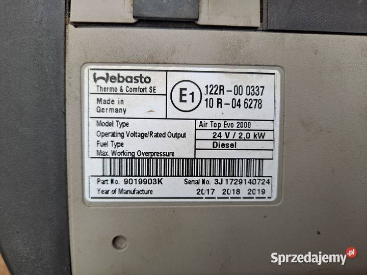 84178403 P05 WEBASTO AIR TOP EVO 2000 VOLVO FH Ogrzewanie postojowe Zawichost