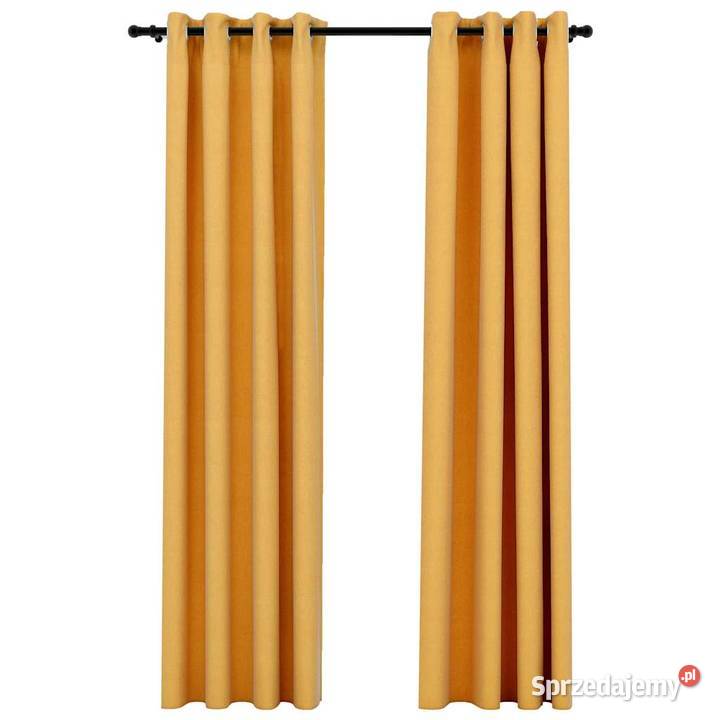 vidaXL Zasłony stylizowane na lniane 2 żółte Zasłony Warszawa