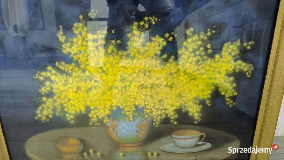 Piękny obraz martwa natura kwiaty Marian Łódź