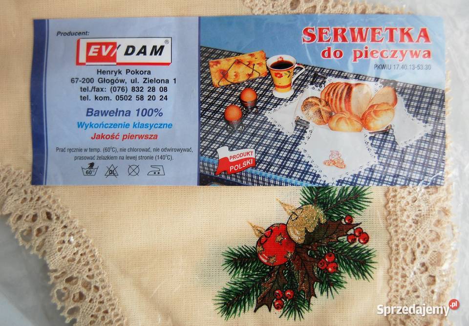 Świąteczna serwetka do pieczywa bawełna beż Boże Lublin sprzedam