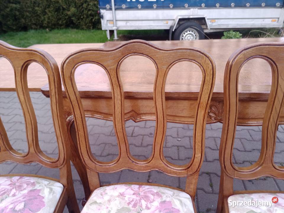 Komplet Stół i 6 krzeseł LUDWIK XVI Dąb Kozy