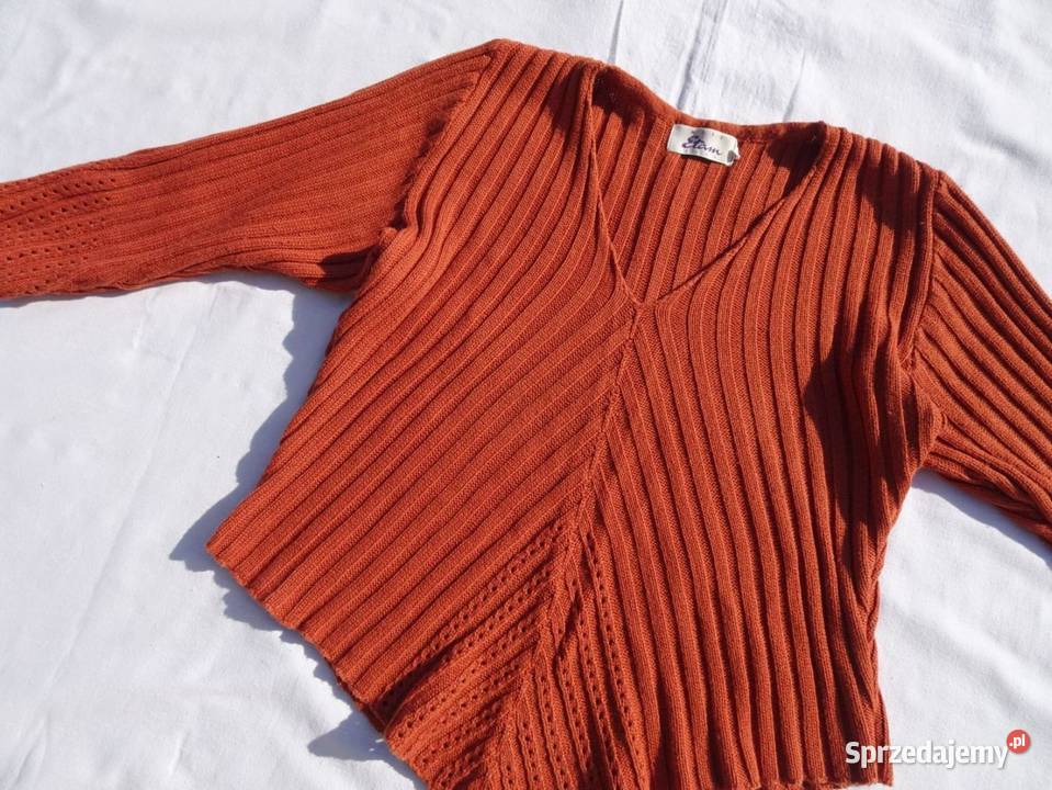 Etam Sweter Ażurowy Prążkowany bawełna 36 38