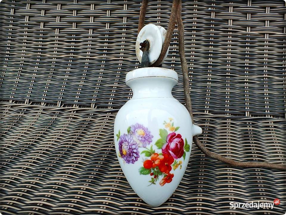 Stary Porcelanowy kompletny Obciążnik Lampy Żary