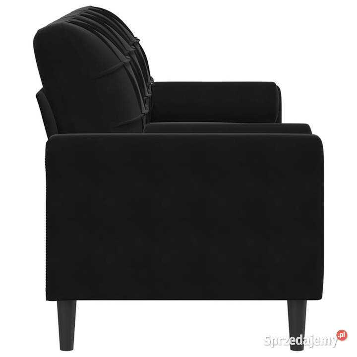 3osobowa sofa z poduszkami czarna 180 aksamit Sofy i kanapy Warszawa