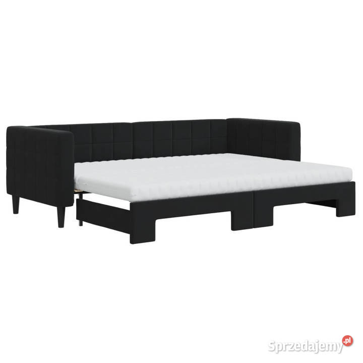Sofa rozsuwana z materacami czarna aksamit Warszawa sprzedam
