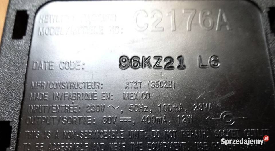 Zasilacz HP C2176A 30v 400mA do drukarki Szczecin