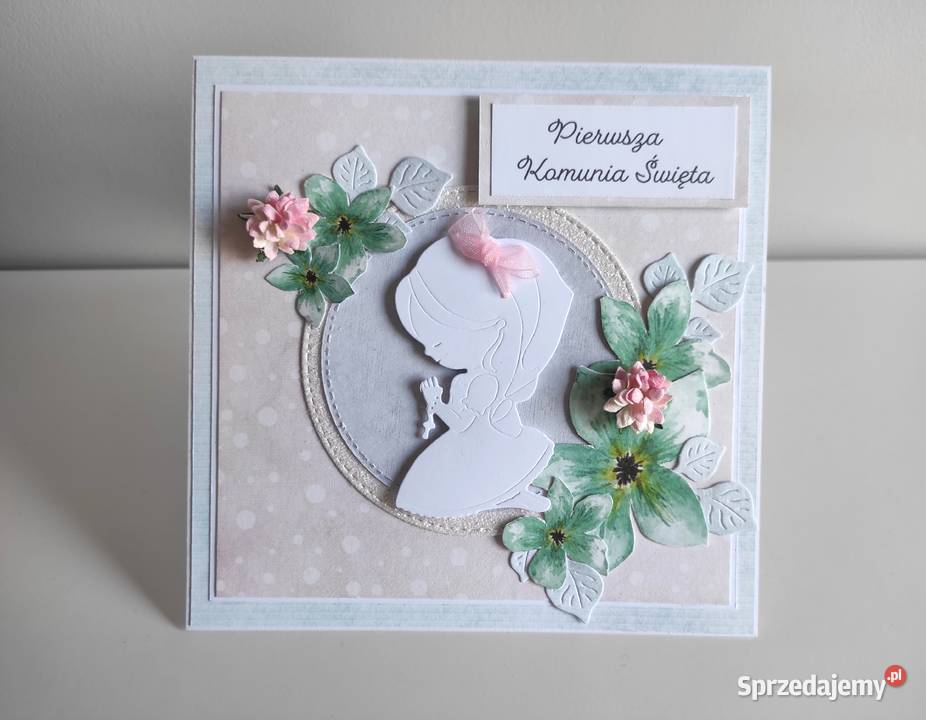 Kartka ręcznie robiona na Komunię Świętą z Rękodzieło łódzkie Łódź
