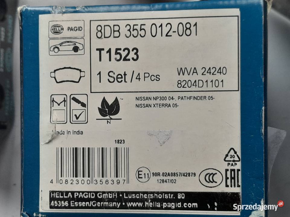 HELLA PAGID Klocki hamulcowe tył NISSAN SUV 8DB Dąbrowa Górnicza