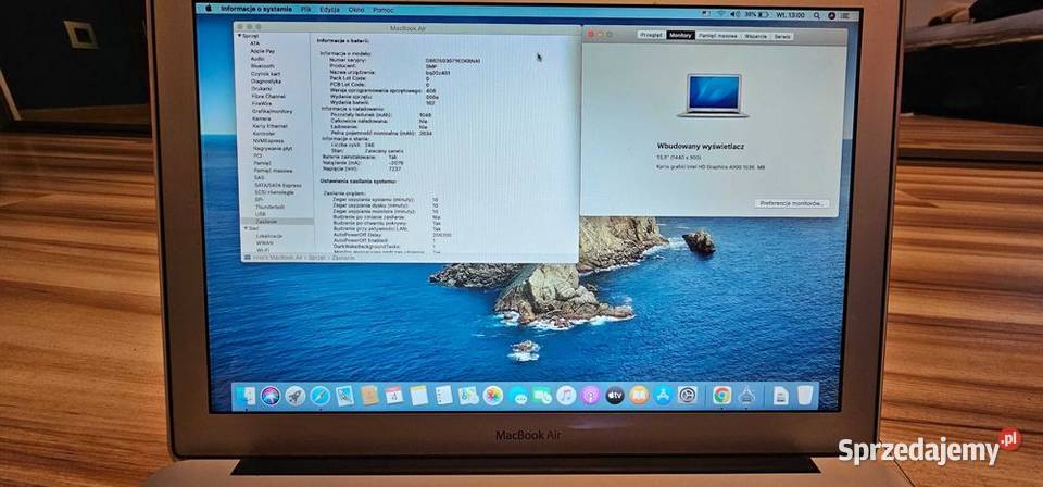 Apple MacBook air i5 2x180Ghz Ram8 120ssD podkarpackie Strzegocice sprzedam