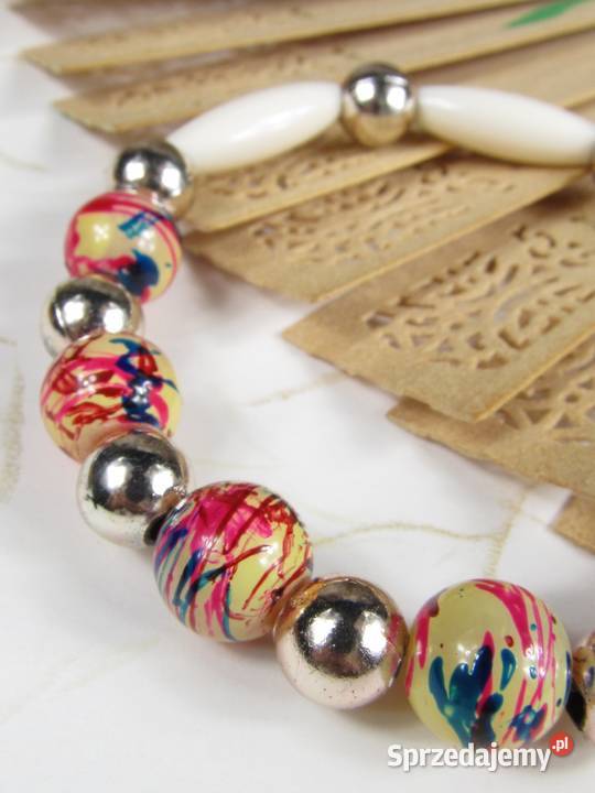 Bransoletka kolorowy srebrny kremowy owal eko Katowice sprzedam