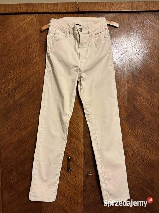 Jeansy damskie XS beżowe Massimo Dutti bawełna Częstochowa