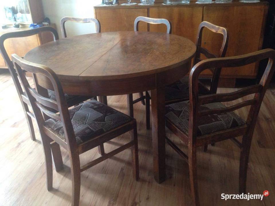 Okrągły stół rozkładany 6 krzesel Poznań