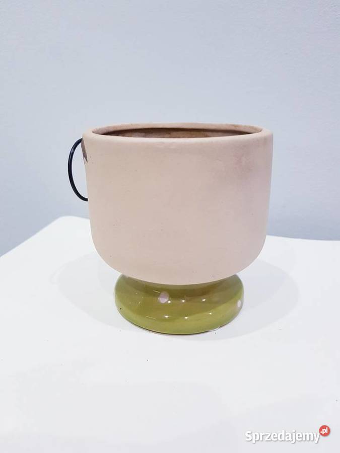 Ceramiczna osłonka na doniczkę sukulenta beżowy