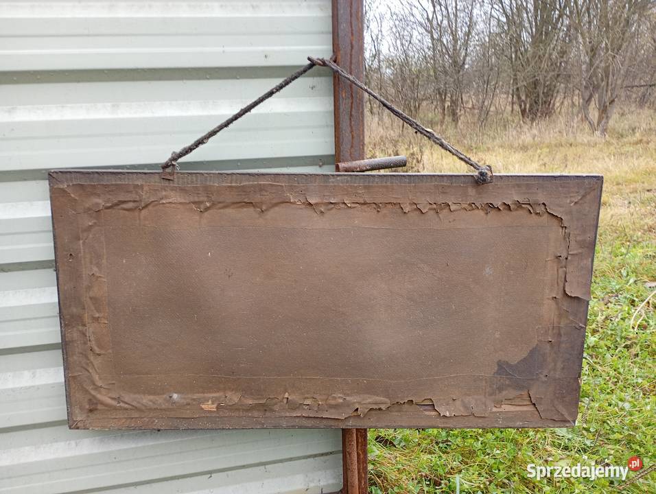 Stary obraz Święta Rodzina drewniana rama Mniszew